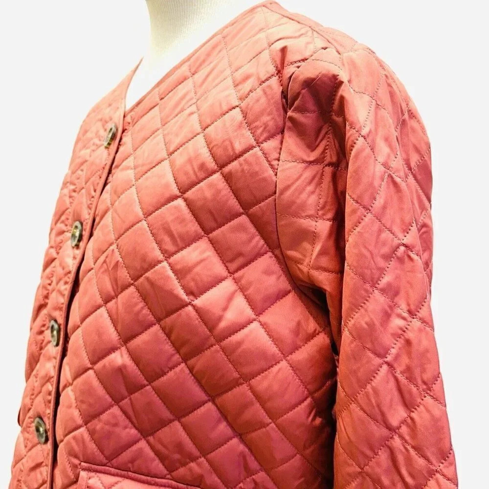 NWT CROFT & BARROW Women Button Down Quilted Orange Jacket Lightweight PXL - Picture 5 of 14
